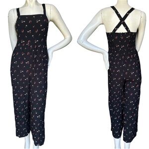 Madewell Smocked Cropped Wide Leg Jumpsuit Floral Print in Flower Toss Size 0